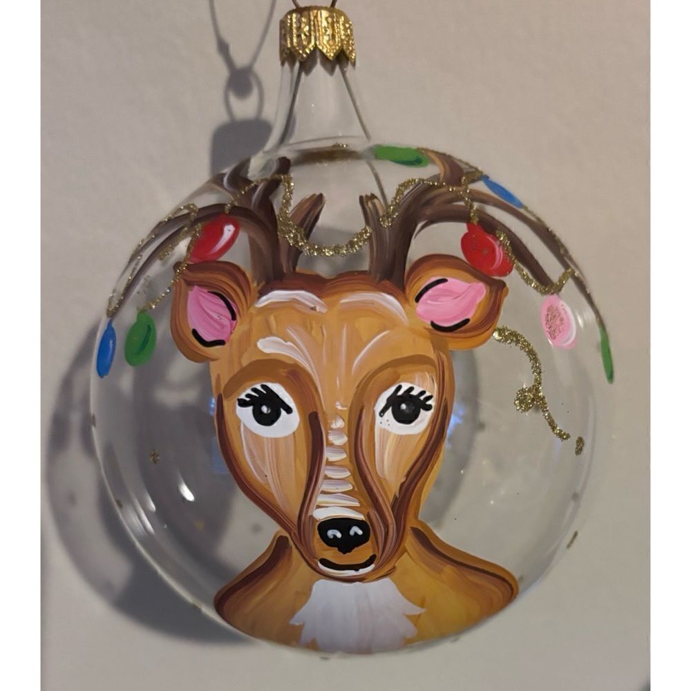 Trimsetter By Dillards Reindeer Garland Handcrafted Clear Glass Ornament Italy